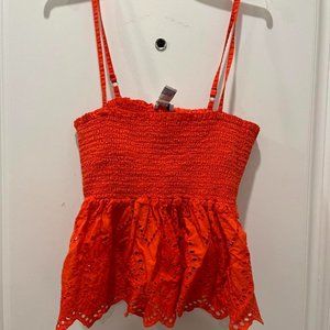 F21 orange crop peplum top